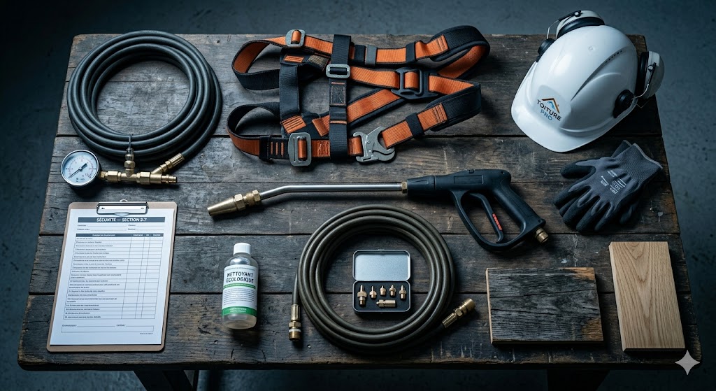 Matériel professionnel vapeur Ecovaptoiture — harnais, buses, nettoyant écologique